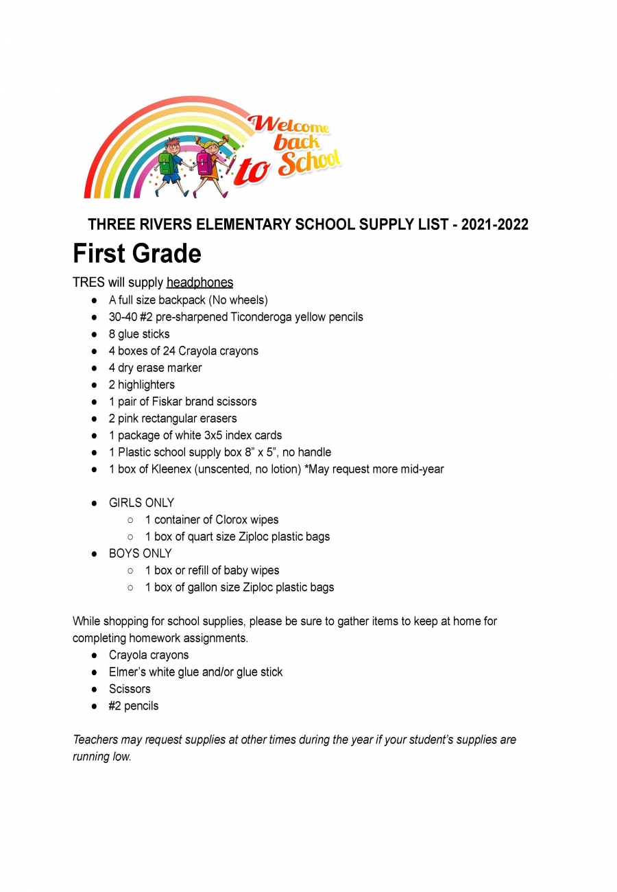 first grade supply list